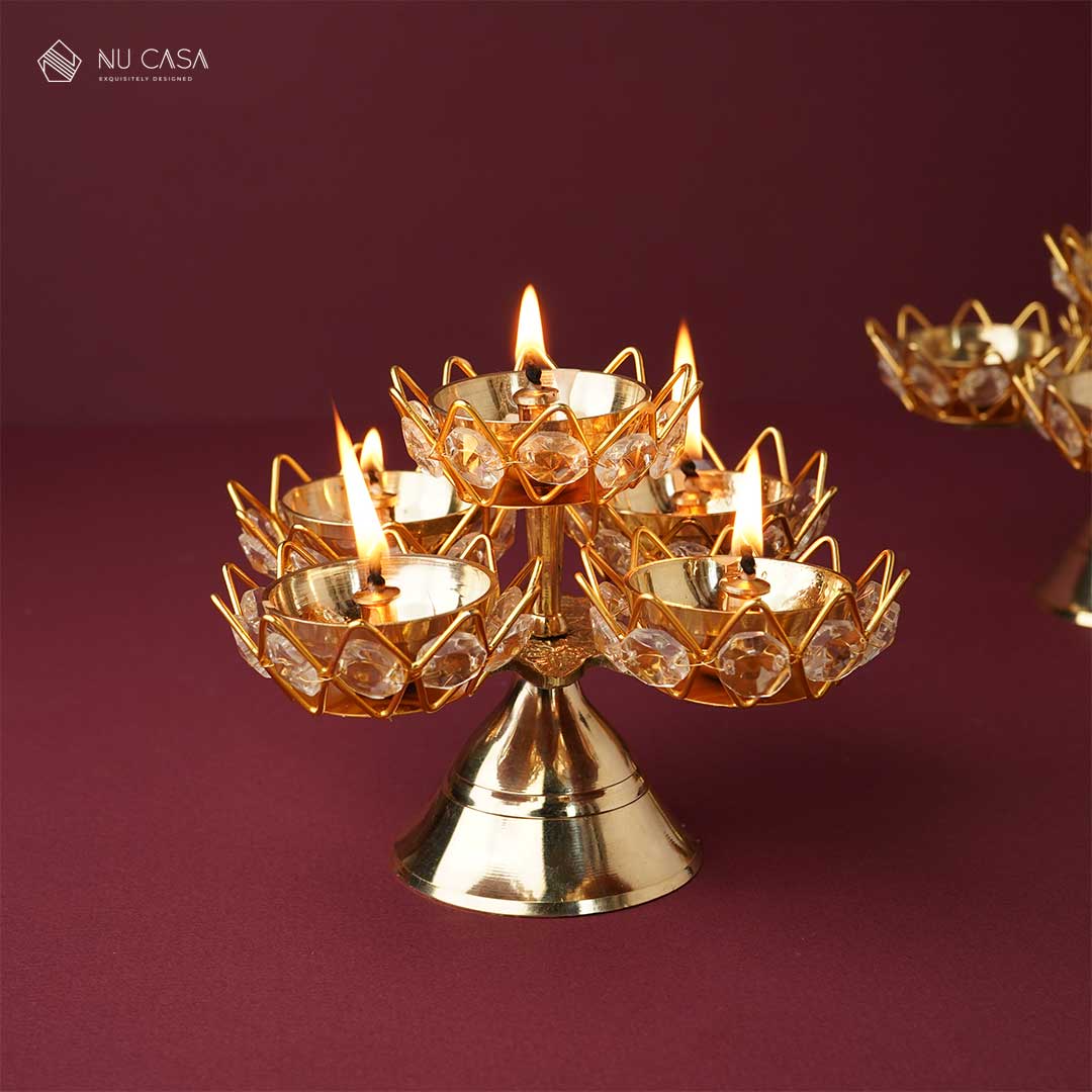 Shop brass diya  lamp set online best price india decorative pooja uses
