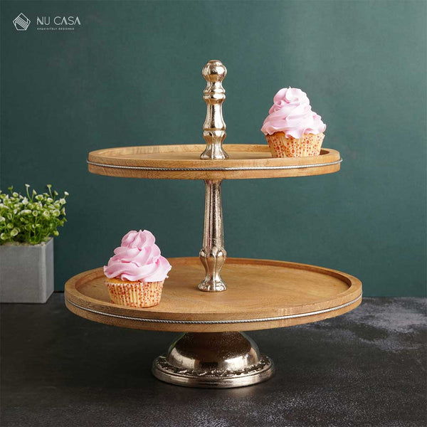 Mango wood Two Tier Cake Stand Premium Home Decor Online India
