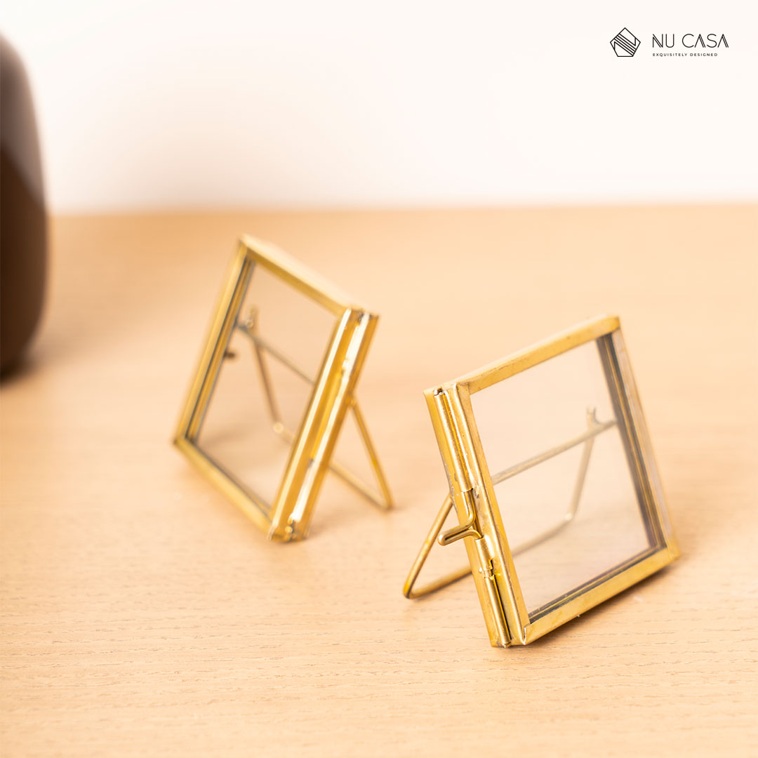 Mini Brass and Glass Photo Frame - Set of 2