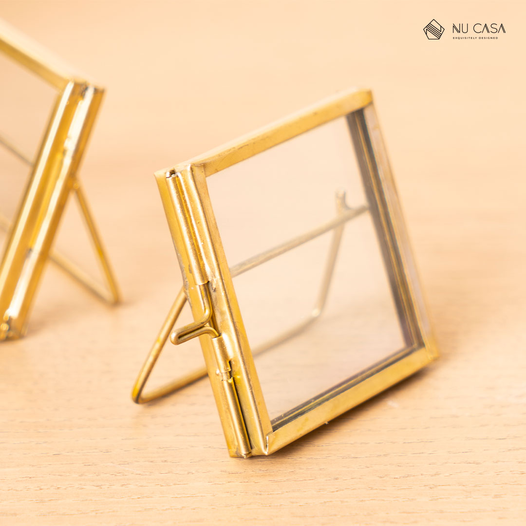 Mini Brass and Glass Photo Frame - Set of 2