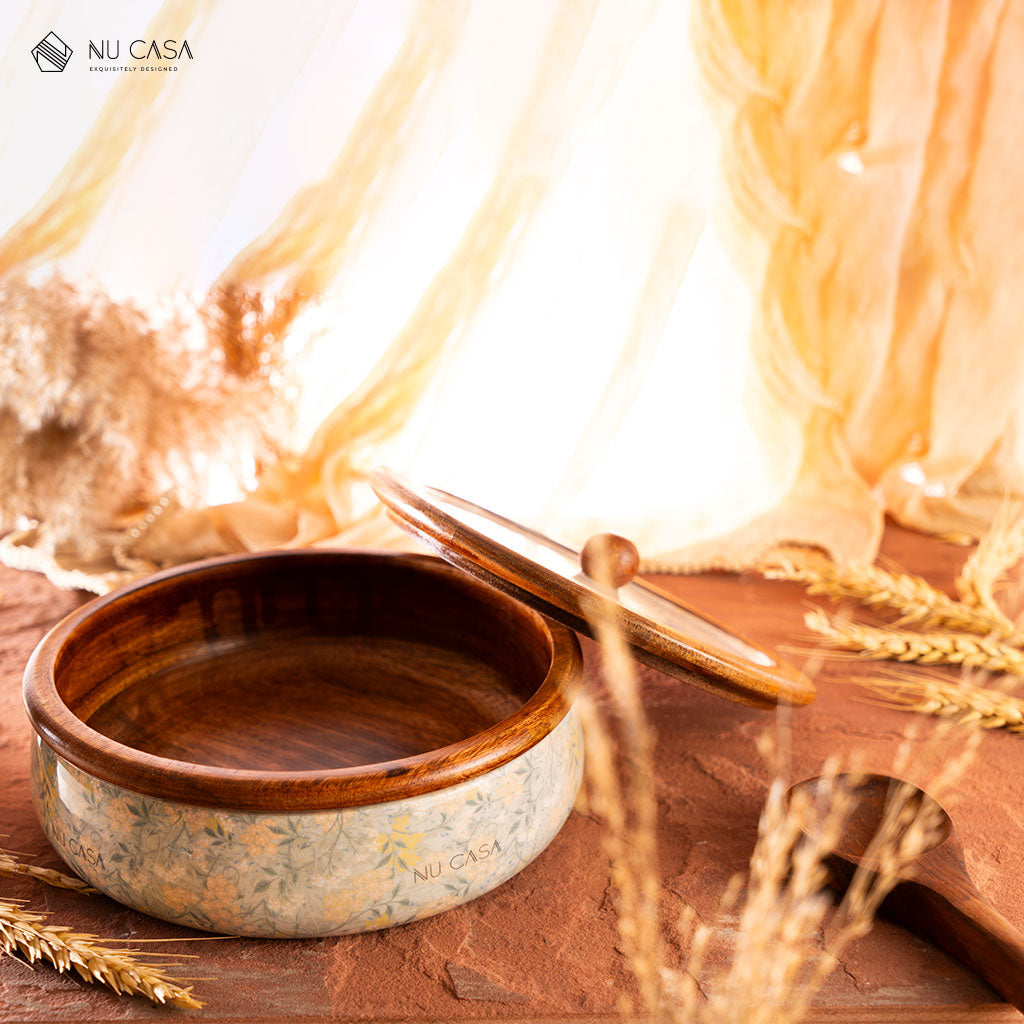 Floral Print Wooden Roti/Chapati Box