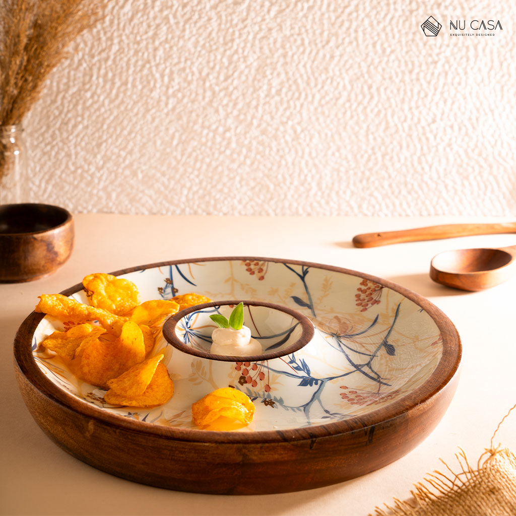Sharad Print Wooden Dip Dish