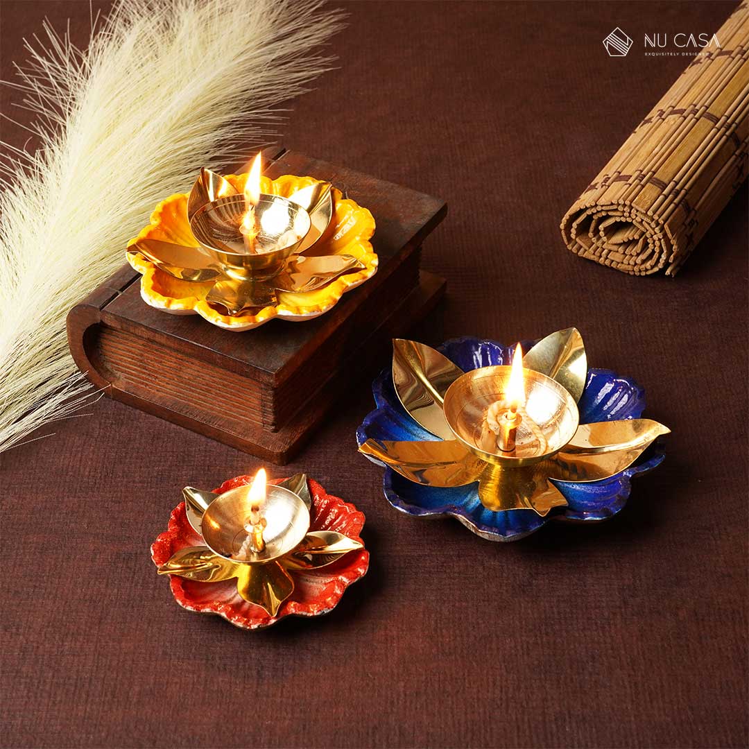 Shop lotus brass diya lamp online best price india handmade home décor