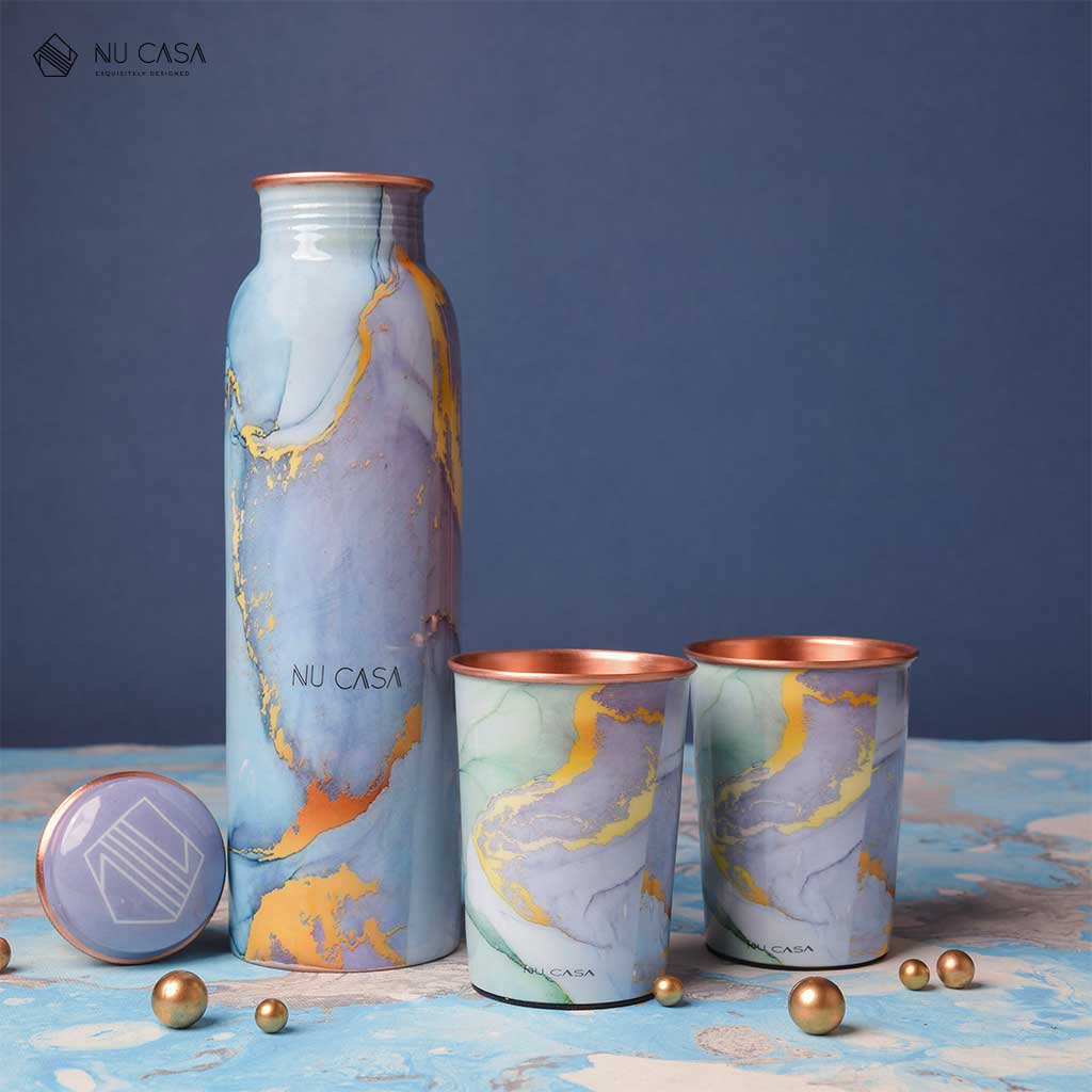 Shop copper bottle copper glasses set of 2 100% pure तांबे की बोतल 