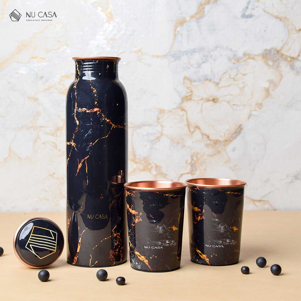 Buy marble design copper water bottle health copperware best quality price
