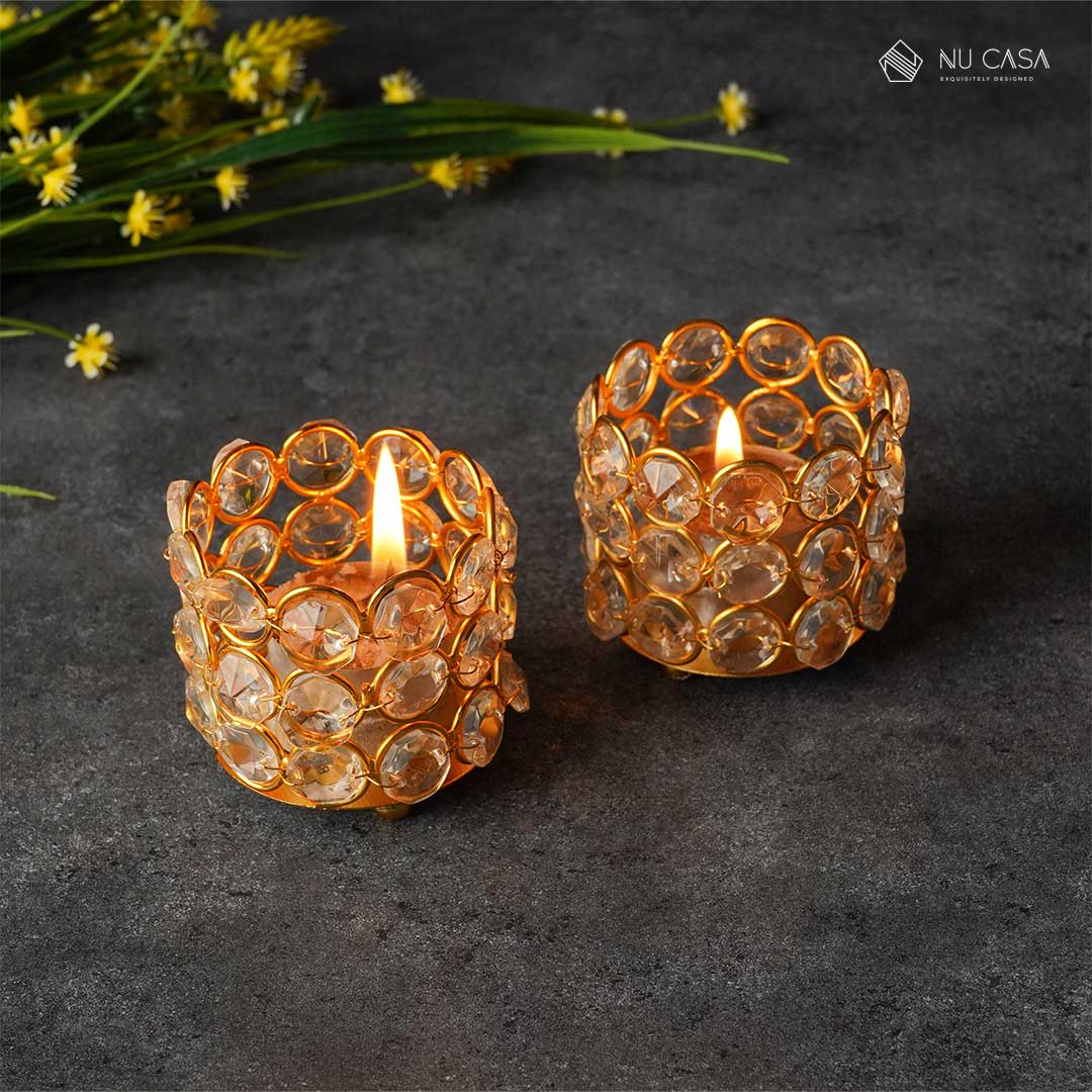 Shop Crystal Tea light lamp holder lighting Home decor best price india 