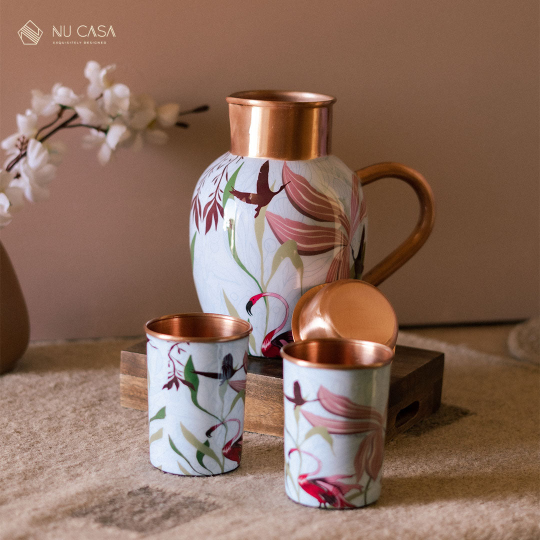 Buy copper jug set with copper glass online utensil uses benefits best price 