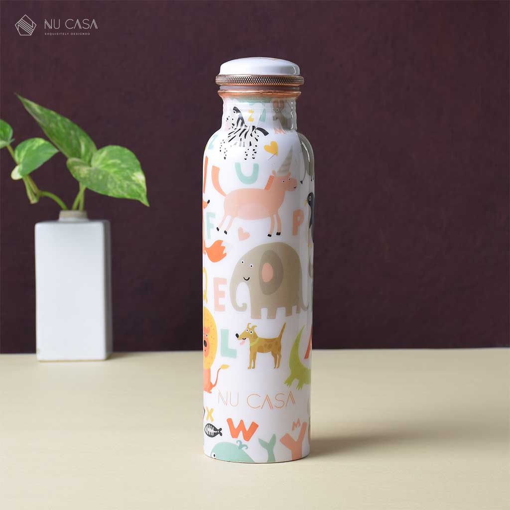 printed copper bottle for kids Fun design benefits antimicrobial health uses