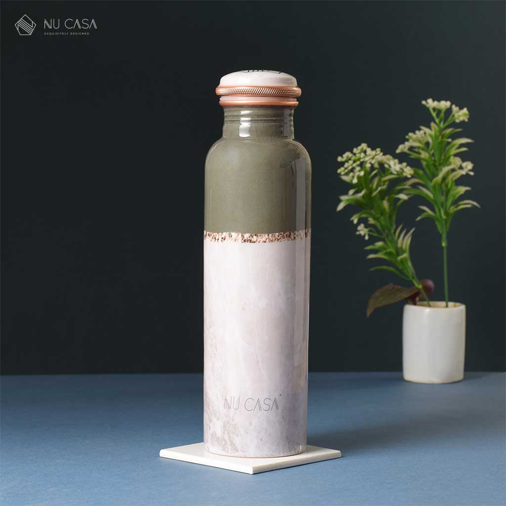 Copper bottle marble print health benefits uses cleaning Instructions 