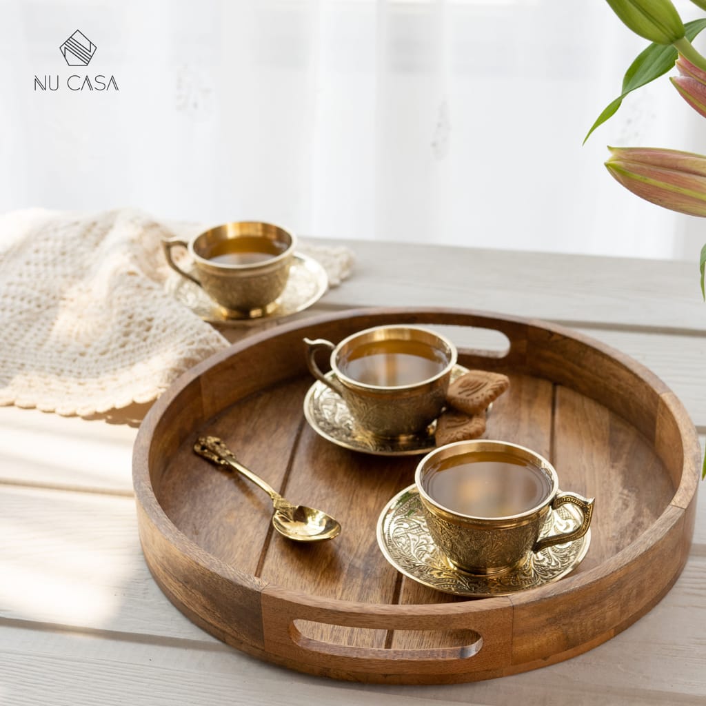 tea cup set Pure Brass antique vintage royal 6 cup and saucers Buy now - Nu  Casa