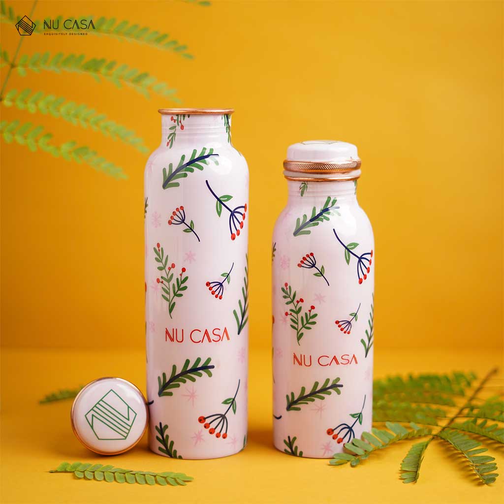 Copper bottle India print discounted price online health benefits antibacterial