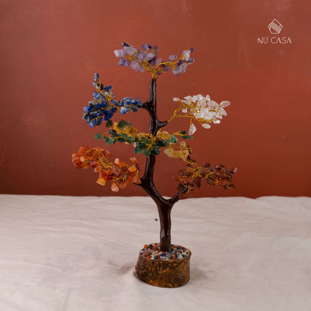 Natural Original Agate Crystal Multi Stone Chip Vastu Tree best price home décor india 