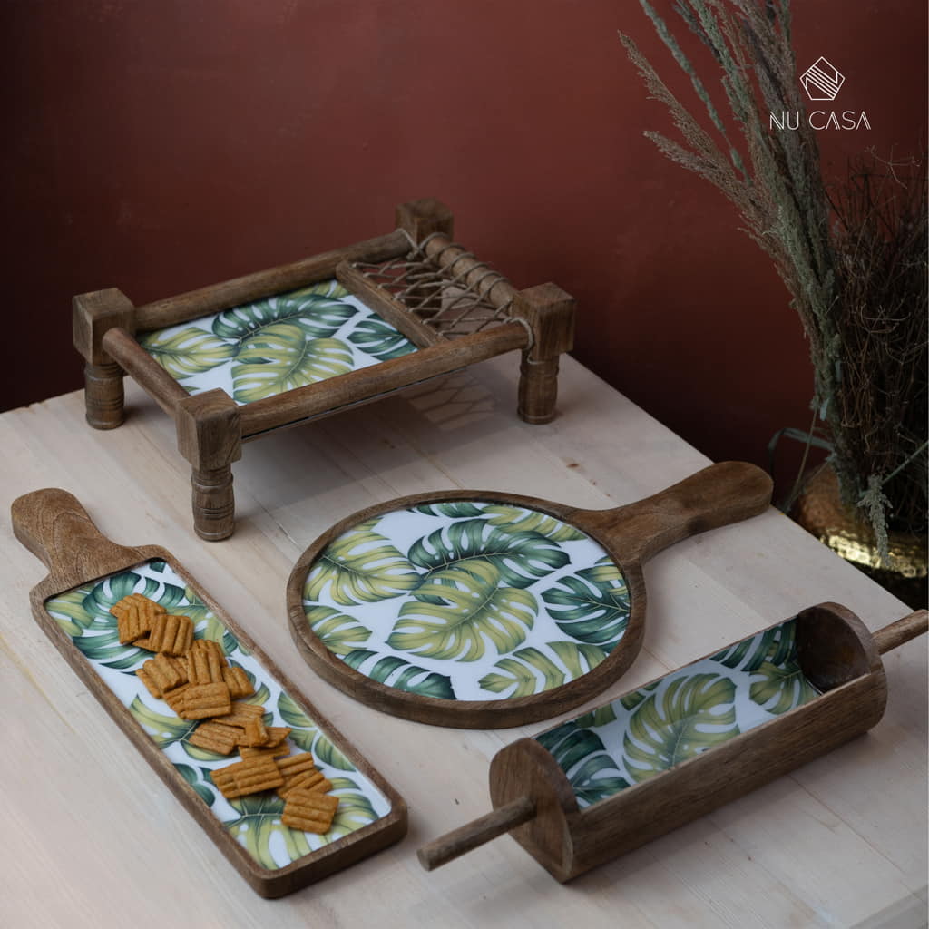 Buy wooden platter set serving board for home decor at best price online