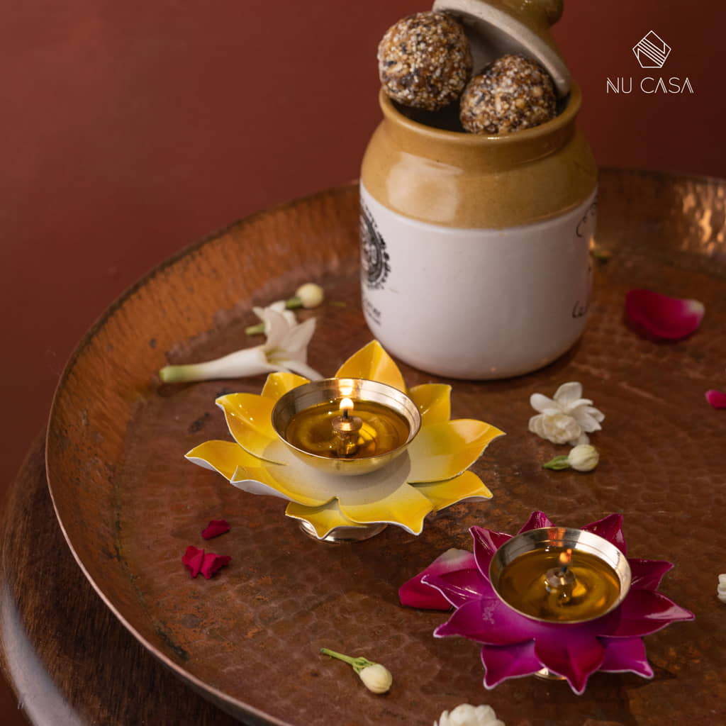 Shop lotus brass diya lamp online best price india handmade traditional