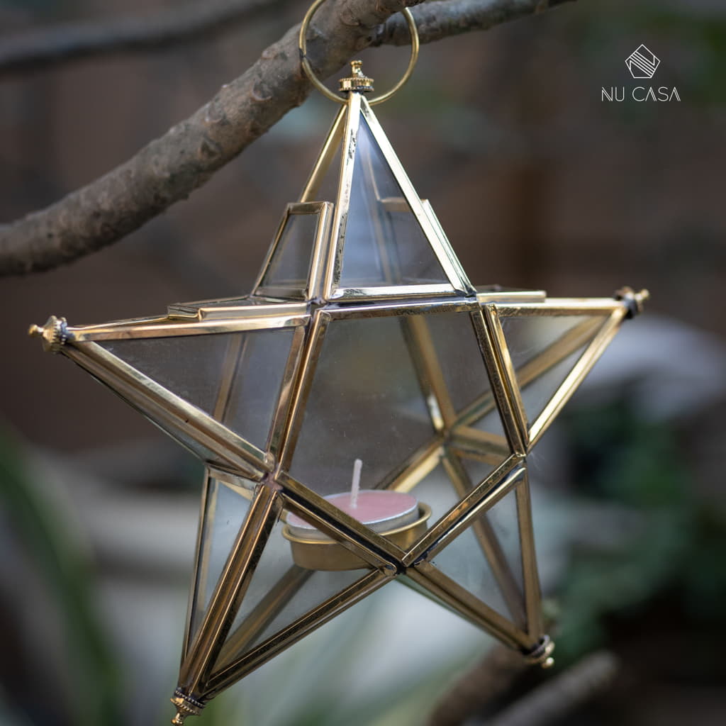 Star T-light Candle Hanging Lantern