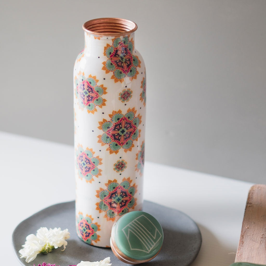 Printed copper bottle  At best price health benefits uses online cost india