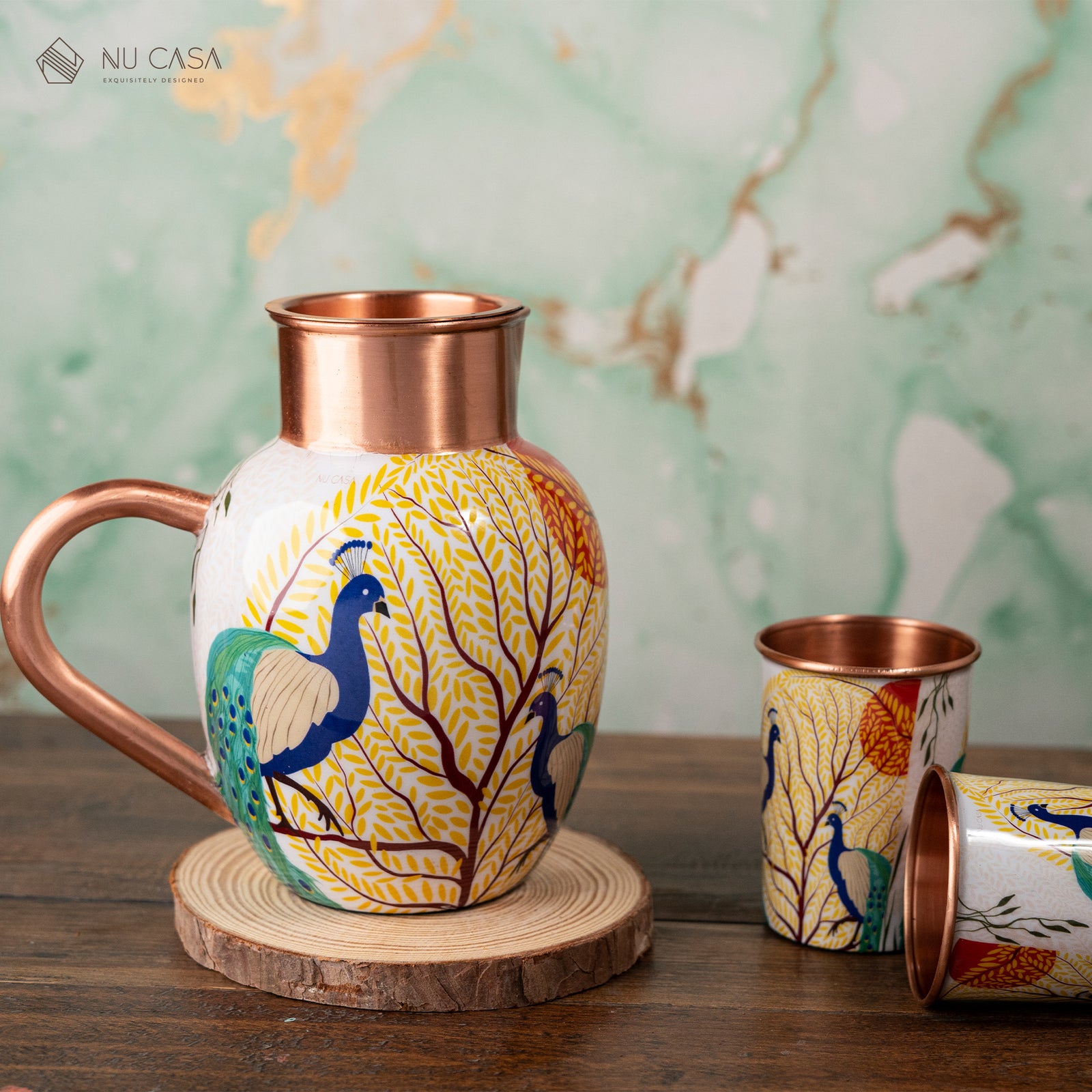  Copper Jug with 2 Glasses Set