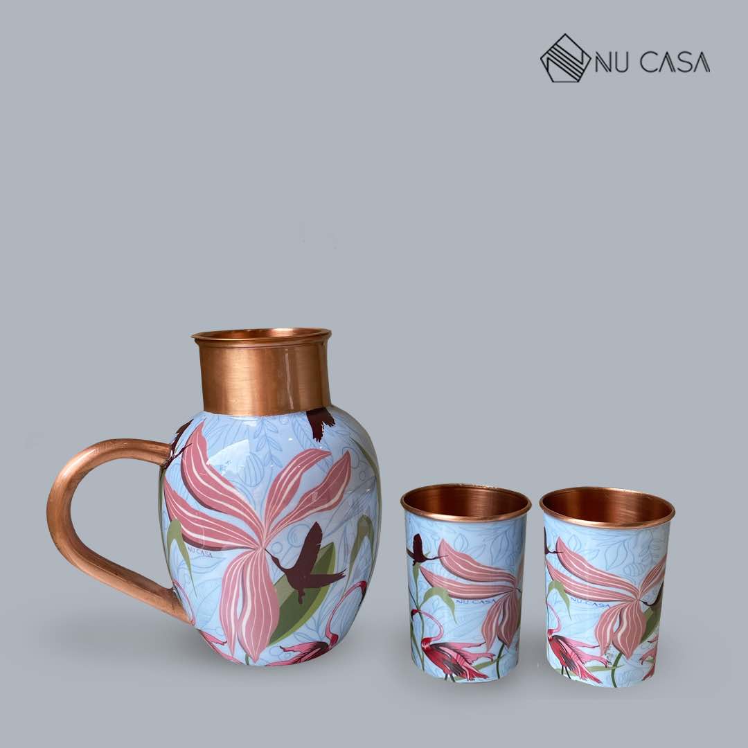 Buy copper jug set with copper glass online utensil uses benefits best price 