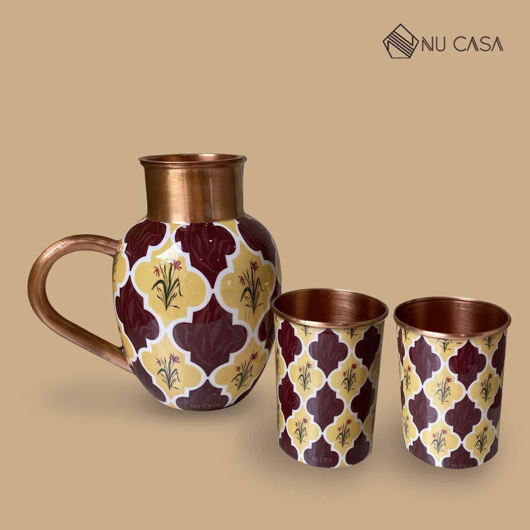 Purchase copperjug set glasses copperware utensils health benefits antimicrobial best price india