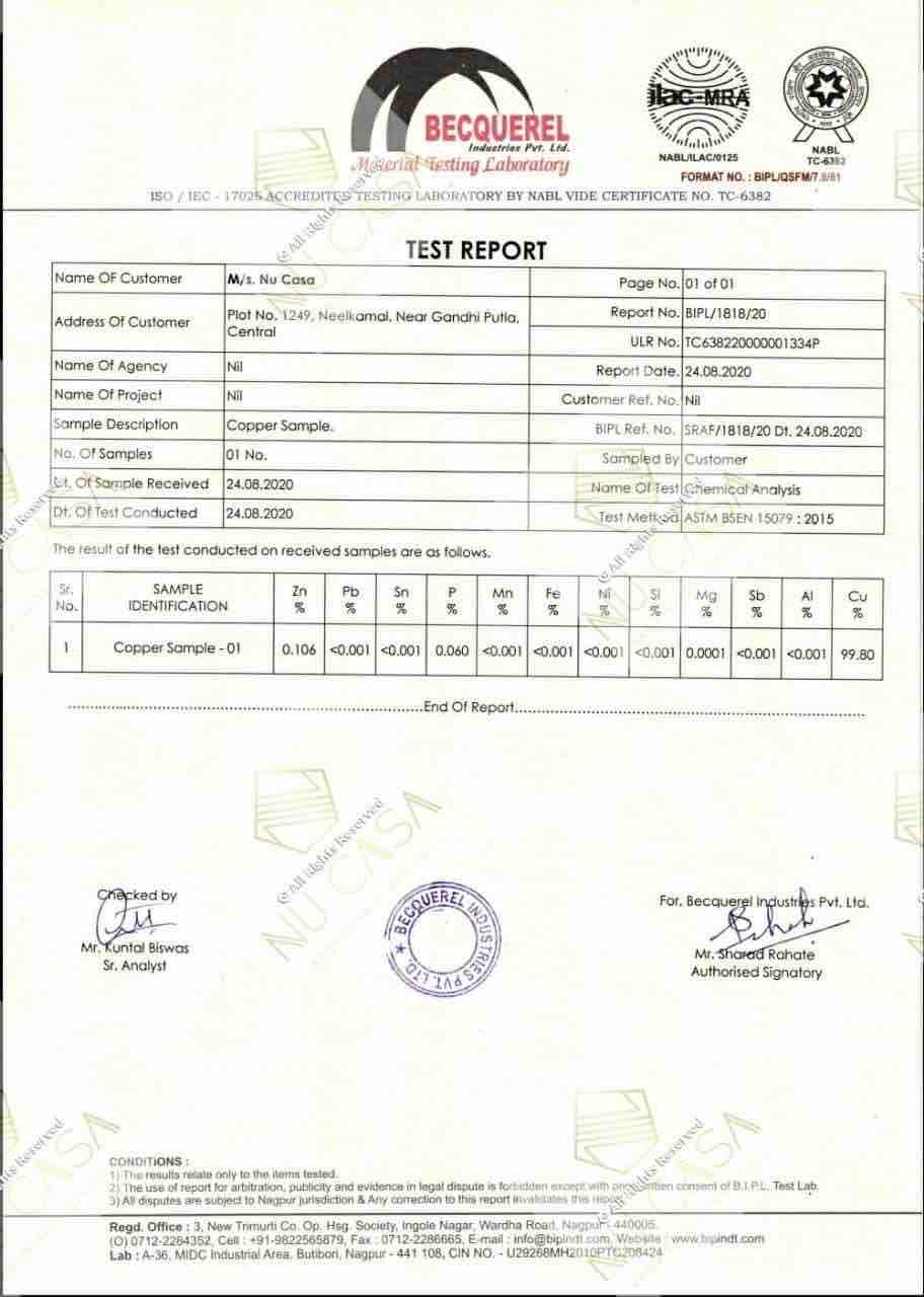 Purity Certificate