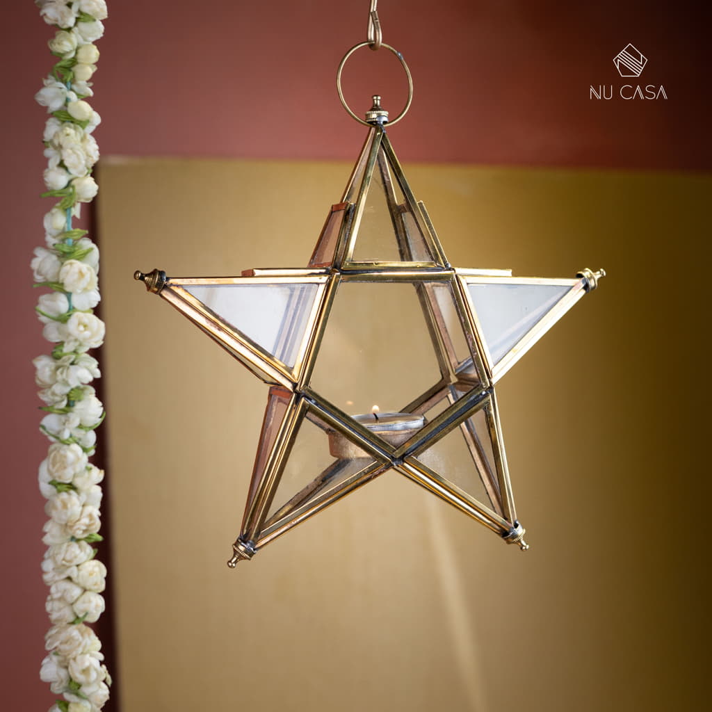 Star T-light Candle Hanging Lantern